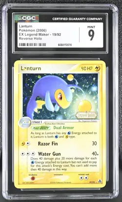 CGC 9 MINT Lanturn 2006 EX Legend Maker 19/92 Reverse Holo Stamped Pokemon Card - Image 1