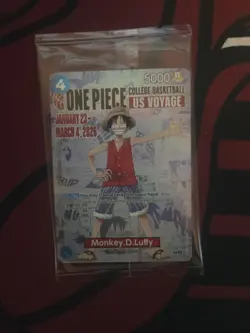 One Piece Monkey.D.Luffy [College Basketball US Voyage] P-055 Promo Card SEALED - Image 1