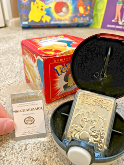 23K Gold Plated CHARIZARD Trading Card 1999 Burger King Pokemon Ball Opened - Image 2