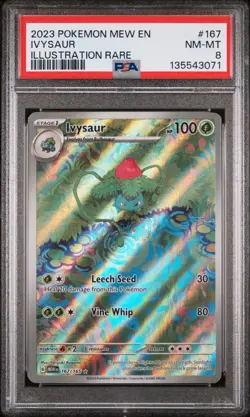 Ivysaur Illustration Rare Pokemon Mew En-151 167/165 PSA 8 - Image 1