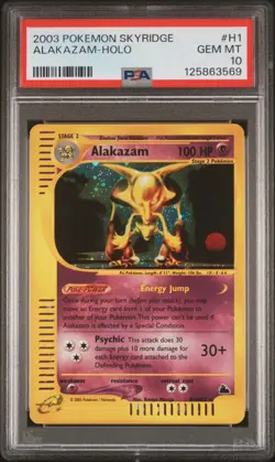 2003 POKEMON SKYRIDGE #H1 ALAKAZAM-HOLO PSA 10 - Image 1