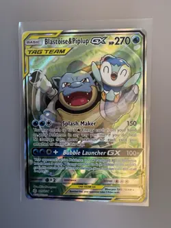 Pokemon Blastoise & Piplup GX TAG TEAM Full Art Ultra Rare Holo 215/236 HP270 - Image 1