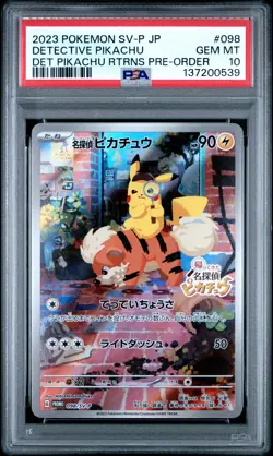 2023 POKEMON JPN SV-P PROMO #098 DETECTIVE PIKACHU PSA 10 - Image 1