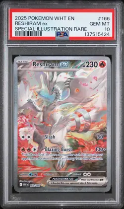 2025 POKEMON EN-WHITE FLARE SPECIAL ILLUSTRATION RARE RESHIRAM EX PSA 10 #166 - Image 1