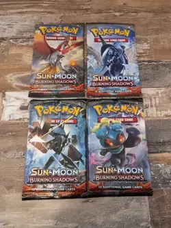 Pokemon S&M Burning Shadows Booster Packs Factory Sealed - All 4 Art Sets! - Image 1