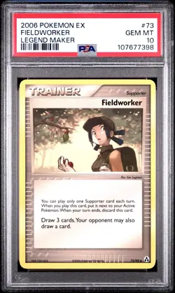 Pokemon TCG Fieldworker EX Legend Maker 73 Regular Uncommon - POP 18 - PSA 10 - Image 1