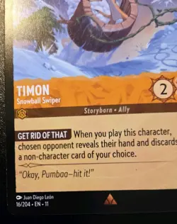 Timon - Snowball Swiper 16/204 Rare Winterspell Disney Lorcana TCG - Image 4