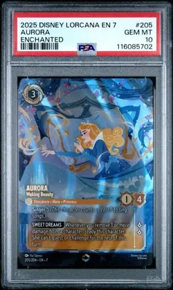 2025 DISNEY LORCANA EN-7 ENCHANTED ARCHAZIA'S ISLAND AURORA WAKING BEAUTY PSA 10 - Image 1