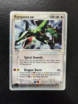 Pokemon TCG Rayquaza EX Ultra Rare Dragon Card 97/97 Holo LP - Image 1