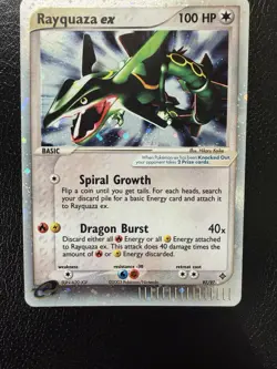 Pokemon TCG Rayquaza EX Ultra Rare Dragon Card 97/97 Holo LP - Image 5