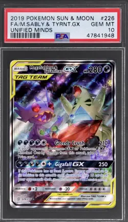 2019 Pokemon S&M Unified Minds Mega Sableye And Tyranitar GX FA #226 PSA 10 - Image 1