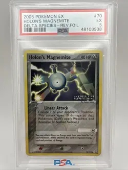 2005 Pokemon Ex Delta Species: Holon's Magnemite Rev. Foil Card# 70: PSA 5 EX - Image 1