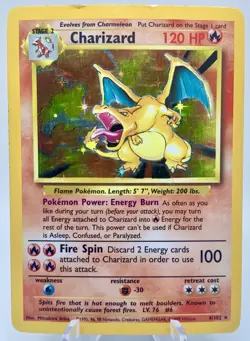 1999 Pokemon Base Set Holo Charizard 4/102 Rare Holographic Card MP - Image 1
