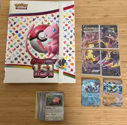 Pokemon Scarlet & Violet 151 Mew Binder w/ Pin & 75+ Cards Union Promo EX holo - Image 1
