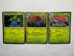 Oddish 001 + Gloom 002 + Vileplume 003 Pokemon Phantasmal Flames Cosmos Holo Set - Image 1