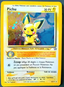 1995-2001 Pokemon French Pichu Holo 12/111 Rare played excellent condition - Image 1
