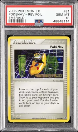 2005 POKEMON EX EMERALD #81 POKENAV-REVERSE FOIL PSA 10 - Image 1
