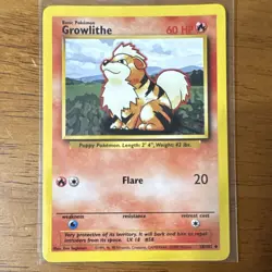 Pokemon TCG 1999 Growlithe Base Set 28/102 Basic Common Regular Card Stock - Image 1