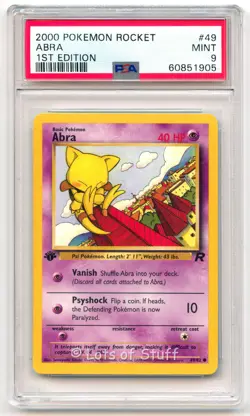 PSA 9 MINT Abra 1st Edition Team Rocket Common Pokemon WOTC 2000 49/82 -05 - Image 1