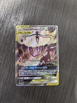 Pokemon Espeon & Deoxys GX TAG TEAM Full Art Promo Holo SM240 260 HP Card - Image 1