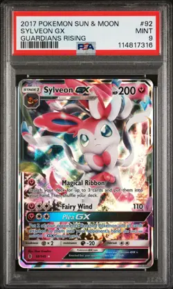 2017 POKEMON SUN & MOON GUARDIANS RISING #92 SYLVEON GX PSA 9 - Image 1