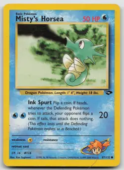 Pokemon Card Misty's Horsea Common Gym Challenge 087/132 - Image 1