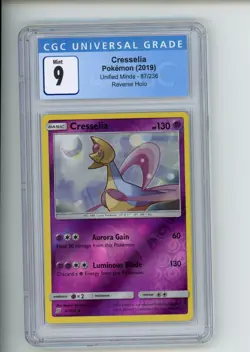 2019 Pokemon Unified Minds Cresselia 87/236 Reverse Holo CGC 9 MINT - Image 1