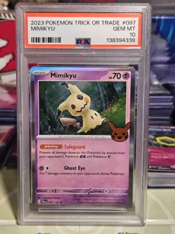 PSA 10 Gem Mint Mimikyu Graded Pokemon Card #097 Trick or Trade 2023 - Image 1