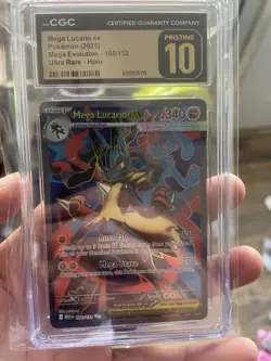 Pokemon TCG Mega Lucario ex Ultra Rare Holo CGC Pristine 10 Me01 160/132 - Image 1