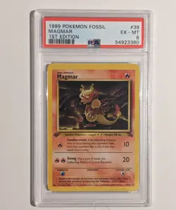 Magmar 39/62 PSA 6 1st Edition 1999 Pokemon Fossil Base Set WOTC, Cert: 54923360 - Image 1