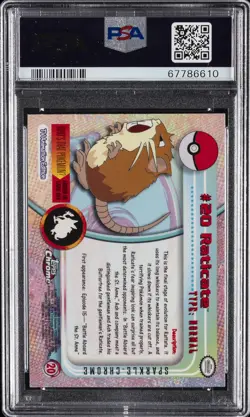 2000 TOPPS CHROME POKEMON T.V. SPARKLE #20 RATICATE PSA 6 - Image 2