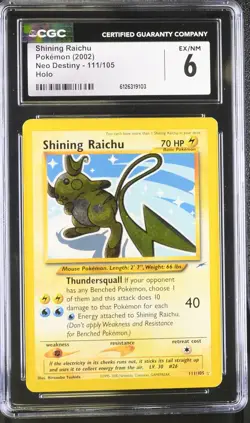 CGC 6 Shining Raichu 2002 Neo Destiny 111/105 Holo Pokemon Card - Image 1