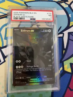 Pokemon 2025 Black and White Rare Card #172 Zekrom EX PSA 7 - Image 1