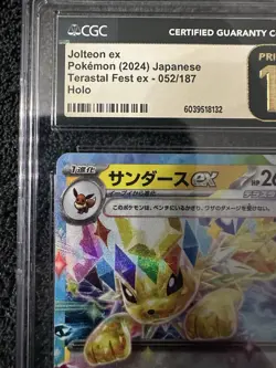 CGC 10 PRISTINE Jolteon Ex 052/187 HOLO Terastal Festival Pokemon Card - Image 3