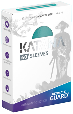 60 Ultimate Guard Katana Japanese Turquoise Small Card Sleeves Deck Protector - Image 1