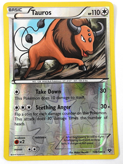 POKEMON TAUROS 100/146 REVERSE HOLO XY BASE SET 2014 POKEMON NM - Image 1