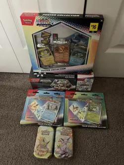 Pokemon TCG Prismatic Evolutions Sealed Lot - Poster, Booster Bundle, Sticker+++ - Image 1
