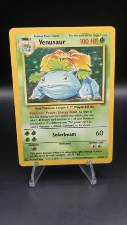 Base Set Venusaur 15/102 — MP — Holo Rare Vintage Pokemon Card — WotC - Image 1