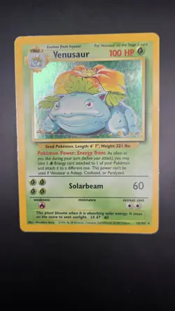 Base Set Venusaur 15/102 — MP — Holo Rare Vintage Pokemon Card — WotC - Image 2