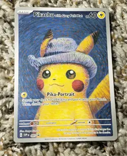 Van Gogh Pikachu With Grey Felt Hat SVP 2023 Black Star Promo Pokemon Card - Image 1