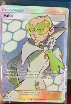 Pokemon TCG Faba Full Art Ultra Rare Trainer Sm-Lost Thunder Holo 208/214 - Image 1