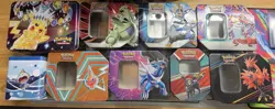 Lot of 9 Empty Pokemon Collection Tins – Storage Display Craft No Packs Included - Image 1