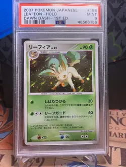2007 POKEMON JPN DIAMOND & PEARL DAWN DASH 1ST ED #158 LEAFEON-HOLO PSA 9 - Image 1