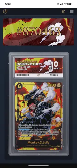 One Piece Monkey D Luffy OP10-118 SEC Alt Grade Ace 10 Perfect Subgrades PSA BGS - Image 3