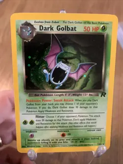 Dark Golbat 7/82 NM Condition 1999 TCG Pokemon Card w/ Perfect Swirl on Foot - Image 1