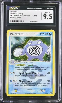 CGC 9.5 Poliwrath EX Fire Red & Leaf Green 11/112 Reverse Holo Pokemon Card - Image 1