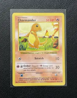 Charmander 46/102 Shadowless Base Vintage 1999 Pokemon TCG Card NM+ - Image 1
