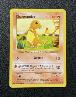 Charmander 46/102 Shadowless Base Vintage 1999 Pokemon TCG Card NM+ - Image 2