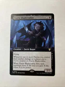 MTG Faerie Bladecrafter (0050) *Non-Foil* Extended Art Wilds Of Eldraine MT/NM - Image 1