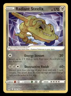 Radiant Steelix Radiant Rare SWSH11: Lost Origin 124/196 NM Pokemon - Image 1